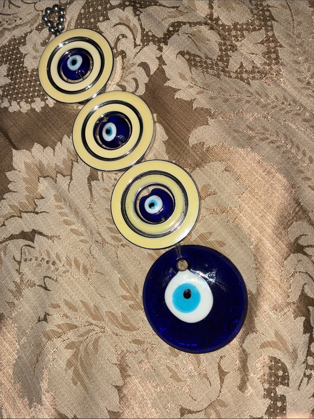 Evil Eye Hanging Charm - Blue & Cream